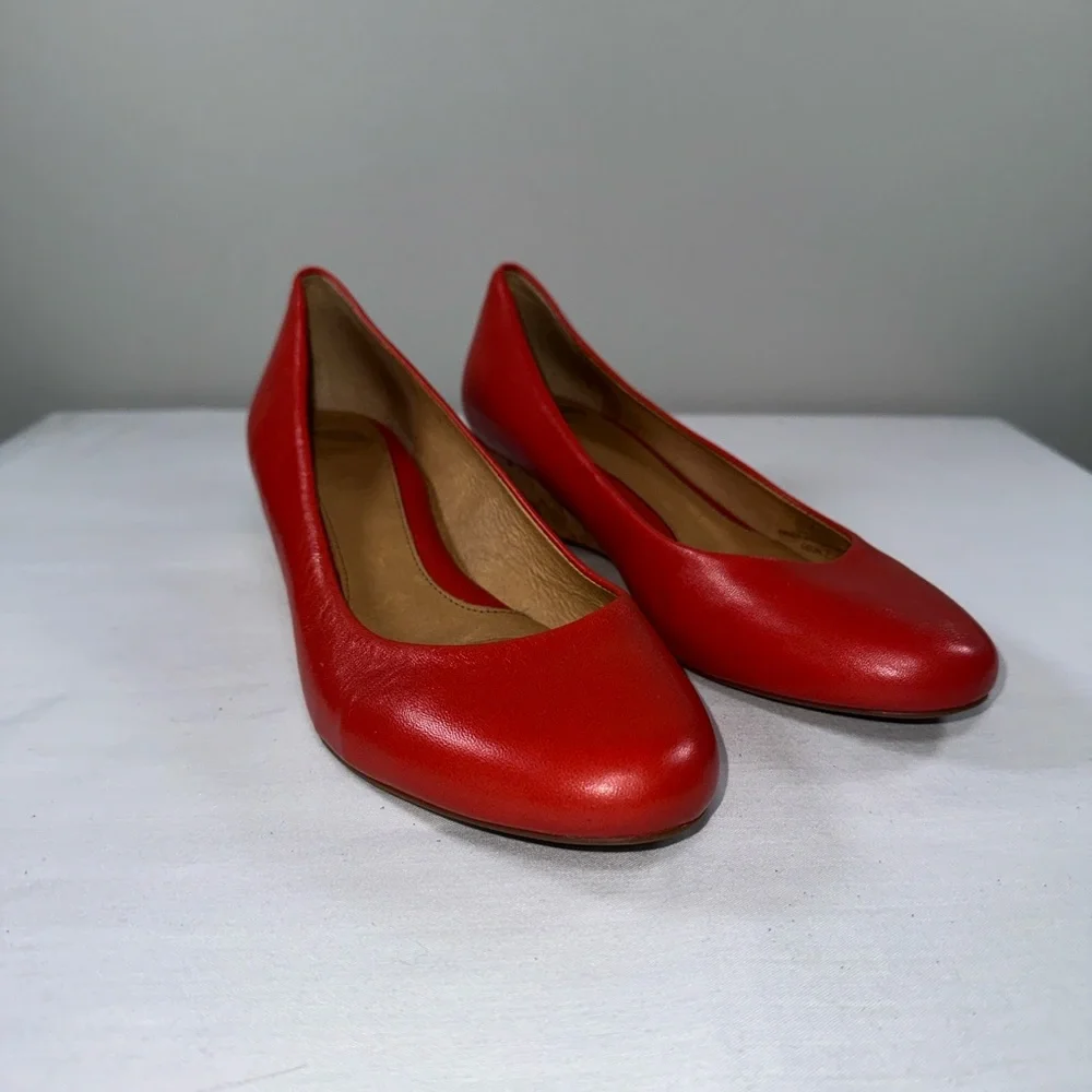 Nurture by Lamaze Deon Red Leather Cork Wedge Pump Office Comfort Women Size 7.5